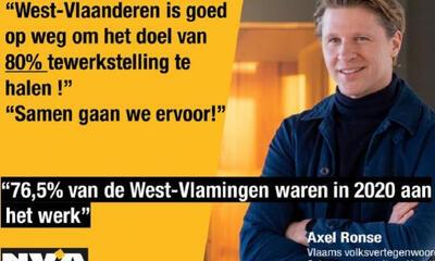 "Drie op vier West-Vlamingen werkten in 2020" Axel Ronse 